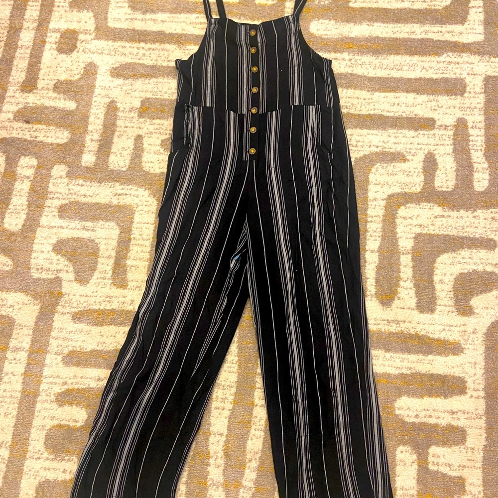 Hollister black and white stripe jumpsuit
